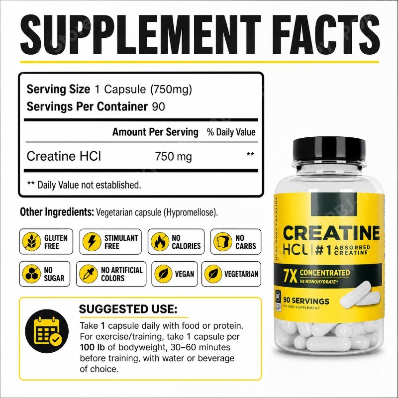 Creatine HCl 750mg 90 Capsules - The Nutrition Fitness recension och pris